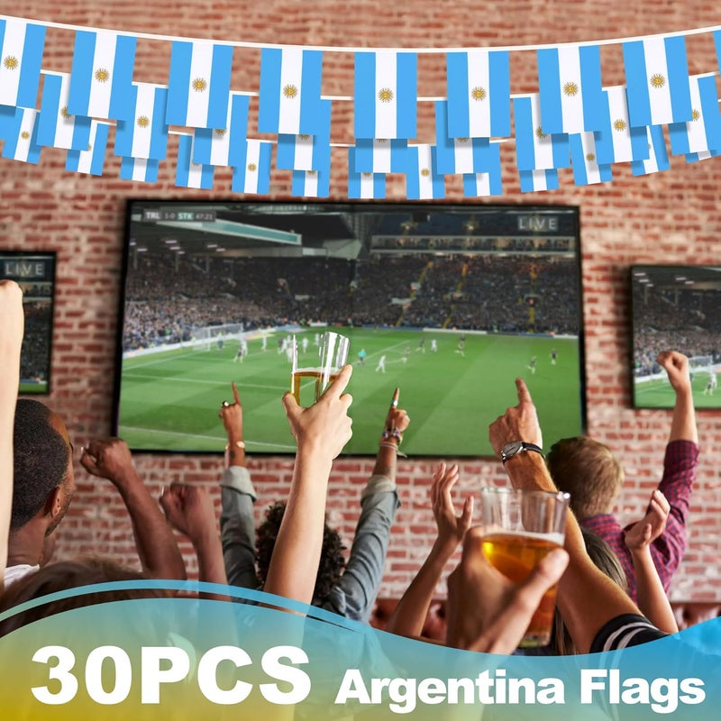 MVPRING Argentina String Flag Pennant Banner, Small Mini Argentinian Flags Bunting Banner, National Country Decoration for School, Party, Sports Events, Patriotic Festival, 33 Feet 30 Flags - Image 5
